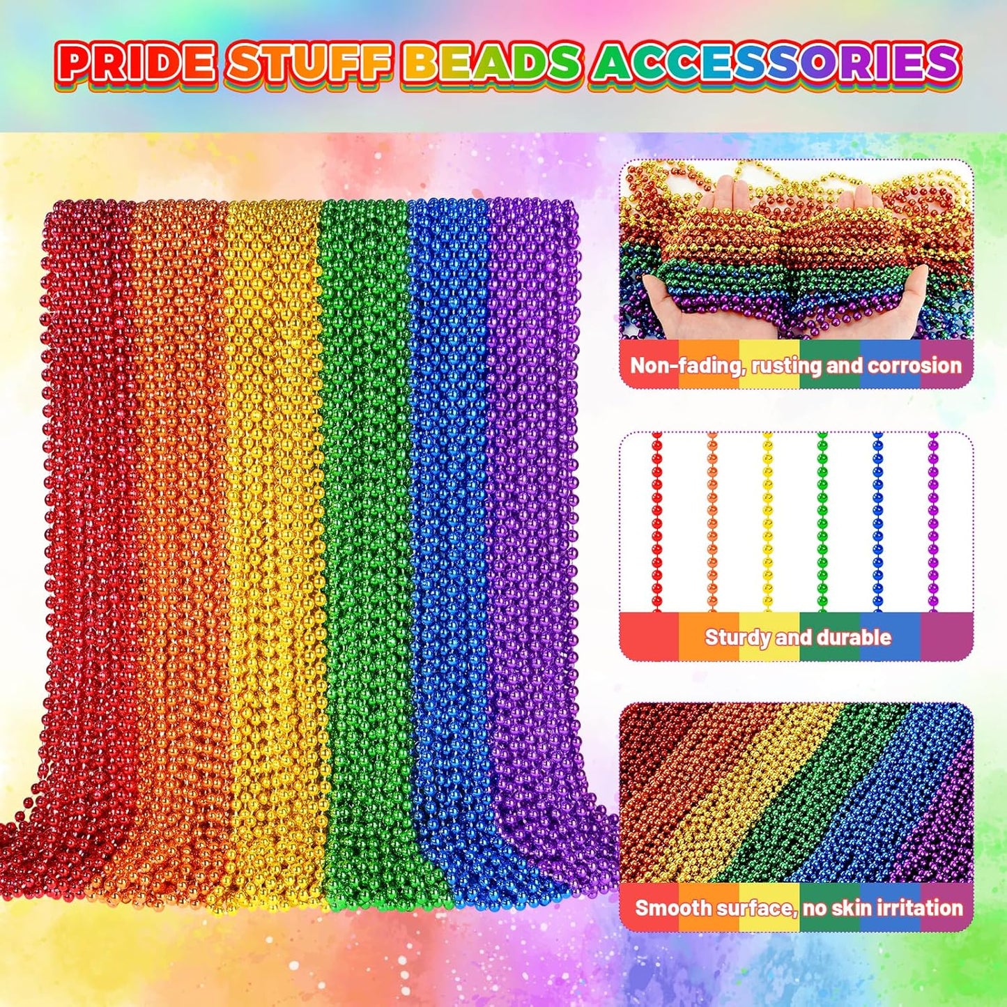 SHAOQINLIN 102 PCS Pride Beads Necklaces, Pride Accessories, Rainbow Beads Necklaces Bulk, Gay Lesbian Pride Month Parade Throws Pride Party Favors in 6 Colors