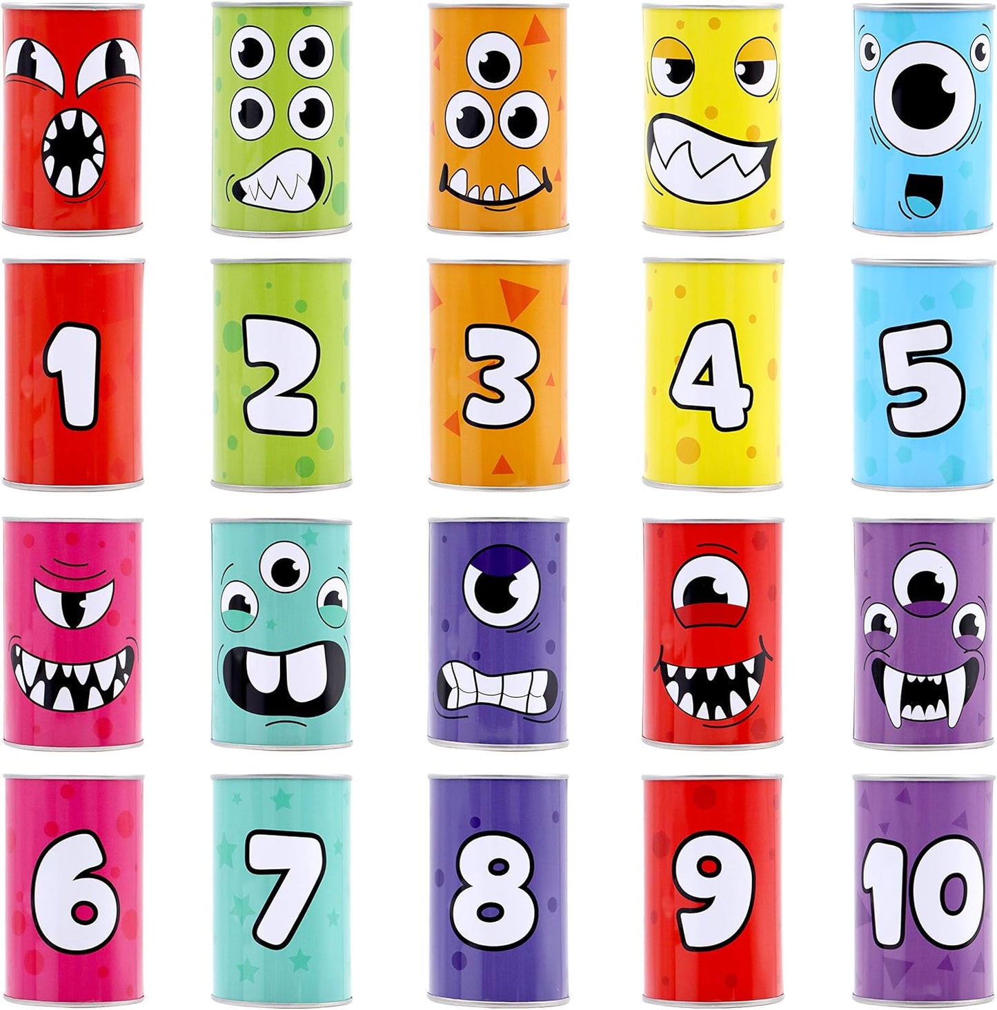 JOYIN 13 Pcs Carnival Bean Bag Toss, Knockdown Can Game Set, Holiday & Birthday Party Games, Outdoor Lawn Yard Activity for Kids Party Favors, Easter Egg Hunt for Classroom Gifts (Monster Style)