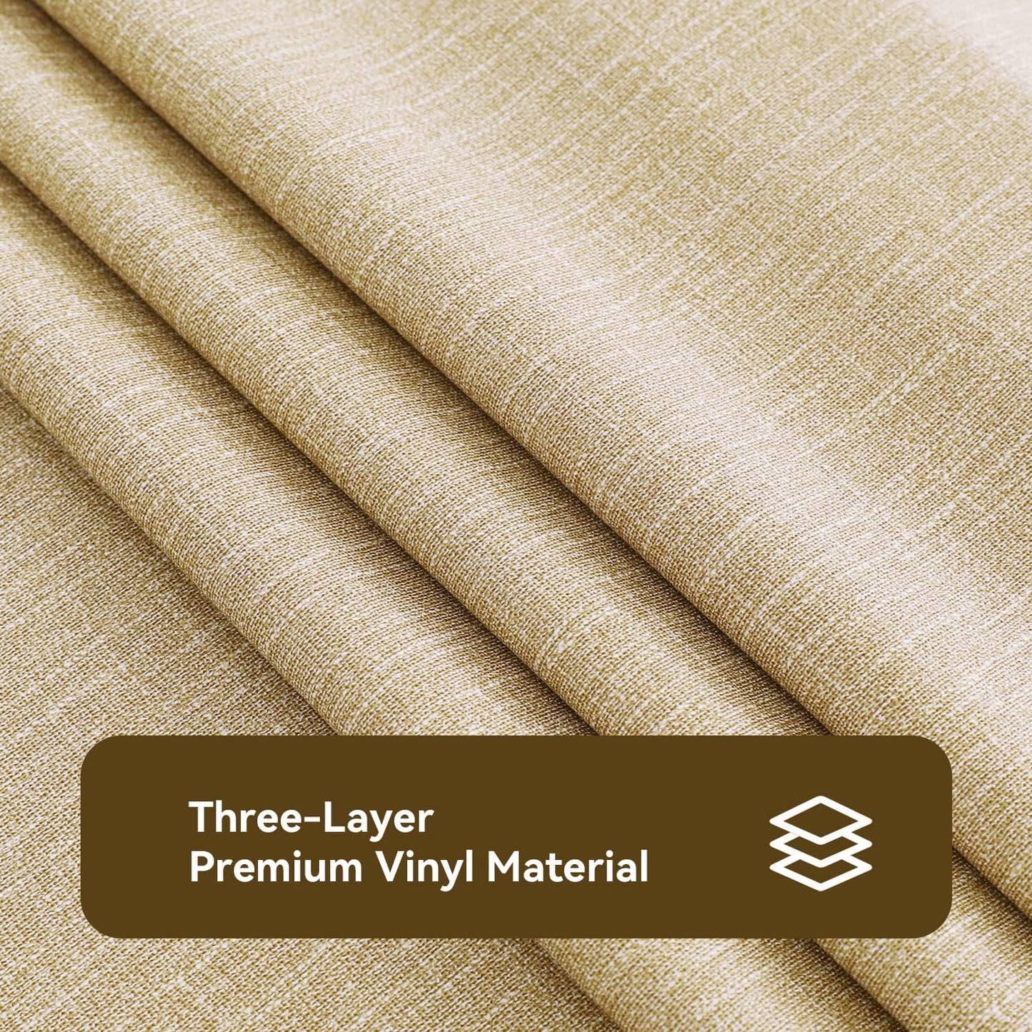 Romanstile 100% Waterproof PVC Tablecloth, Rectangle Oil Spill Proof Stain Resistant Vinyl Table Cloth, Wipe Clean Plastic Table Covers for Kitchen/Dining/Parties - 60 x 102 Inch, Khaki