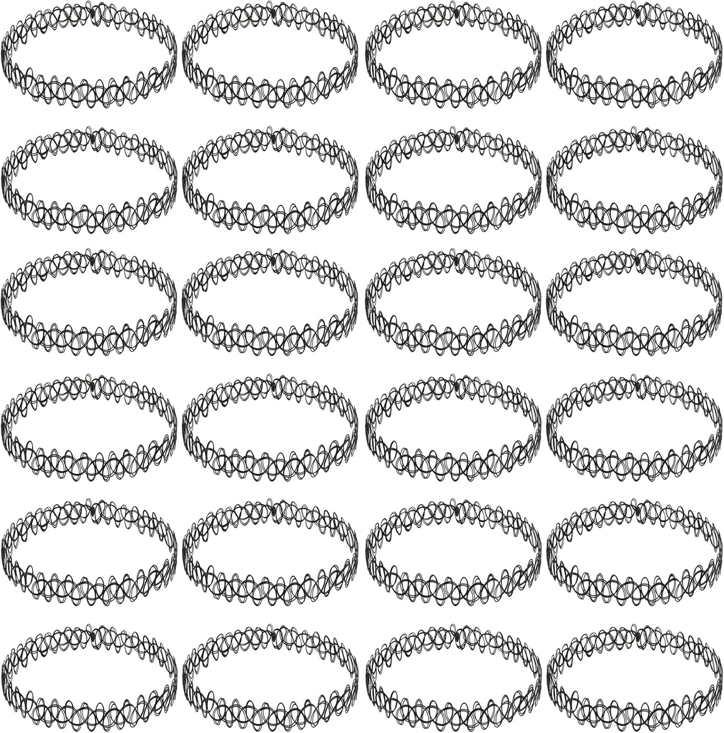 BodyJ4You 24PC Tattoo Choker Necklace - 90s Choker Necklaces Y2K Fashion Trendy Vintage - Daisy Flower Charm Colorful Rainbow Black Goth Pendant - Stretchy Elastic Necklace Summer Gift Set