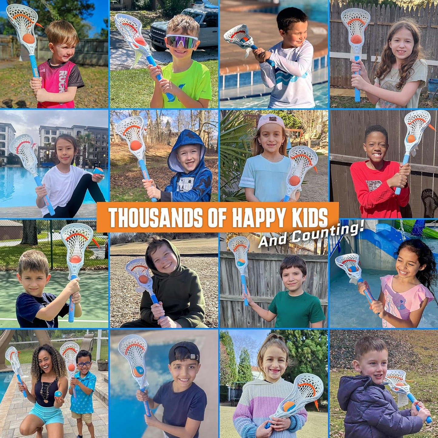 Mini Toss Lacrosse Set – The Ultimate Game for Boys & Girls - Best Gift for Kids, Teens or Adults - Comes with Lacrosse Ball & Water Skip Ball - Full Size Large Basket for Easier Catching & Throwing