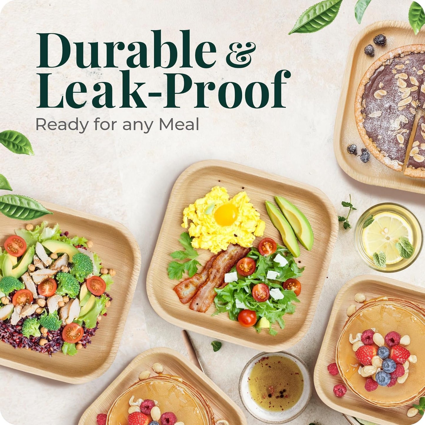 Palm Leaf Bamboo Plate Disposable 2.5 Inch Biodegradable Compostable Best Alternative To Wooden Plastic Paper Plate By KoalaLove (2.5 Inch 25 Mini Sushi)