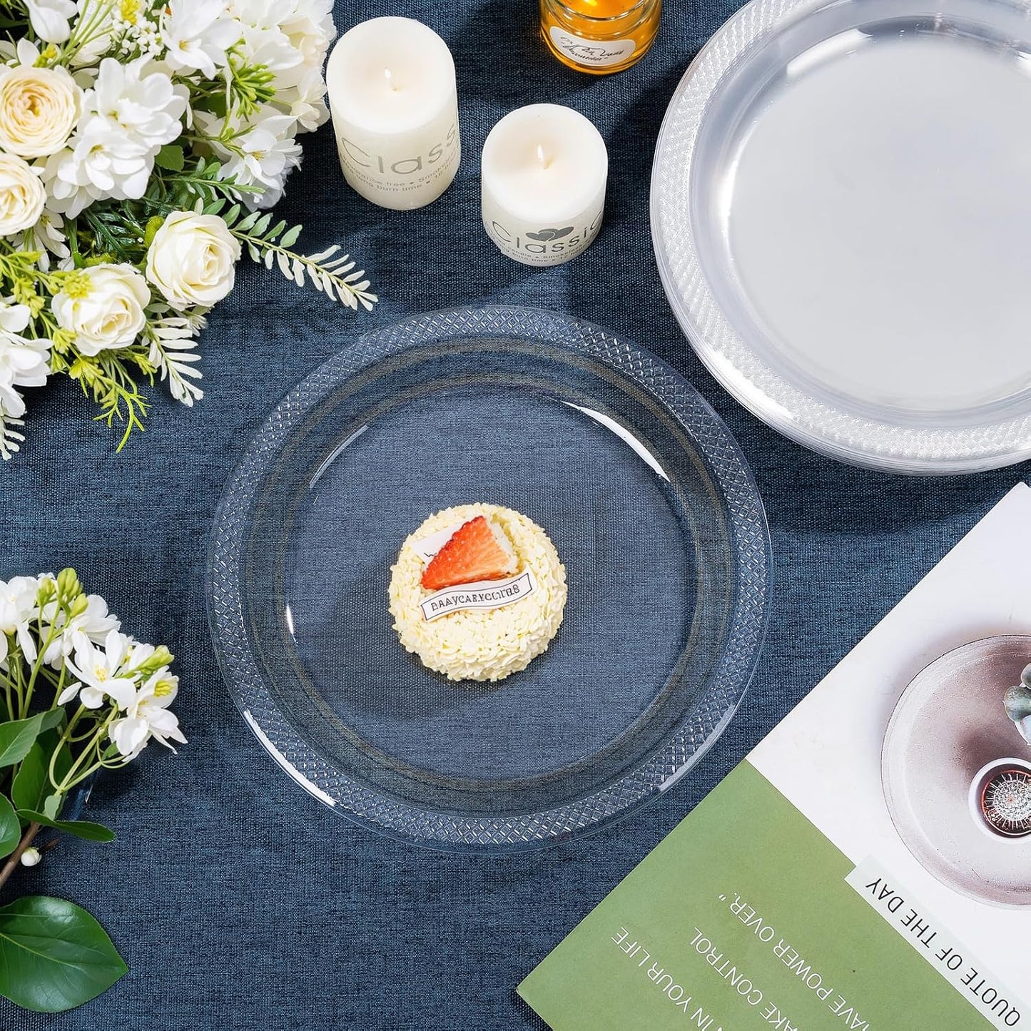 WELLIFE Clear Party Plates 10 Inch -150 Count for Party, Disposable Plastic Dinner Plates for Birthday Wedding Engagement Easter