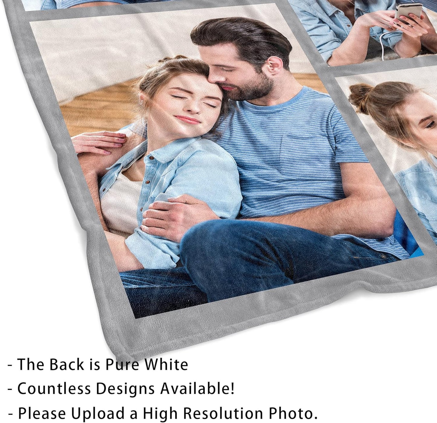 Custom Blanket with Photos Personalized Picture Throw Blankets Gifts for Women Lover Friend Customized Picture Gifts Flannel Blanket Christmas Anniversary Birthday Wedding 40"X50" Made in USA