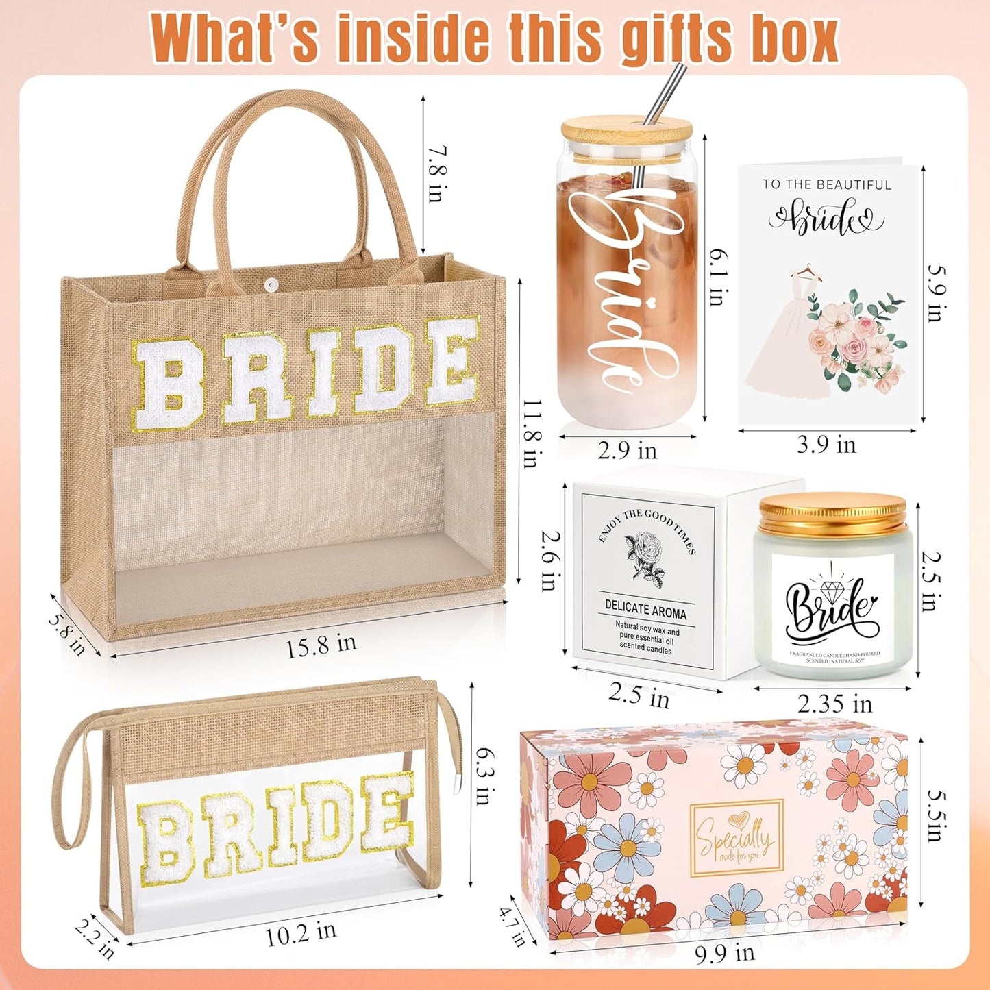 JoycuFF Bride Gifts, Bridal Shower Gift for Wedding Bachelorette Engagement, Wedding, Honeymoon, Beach, Travel