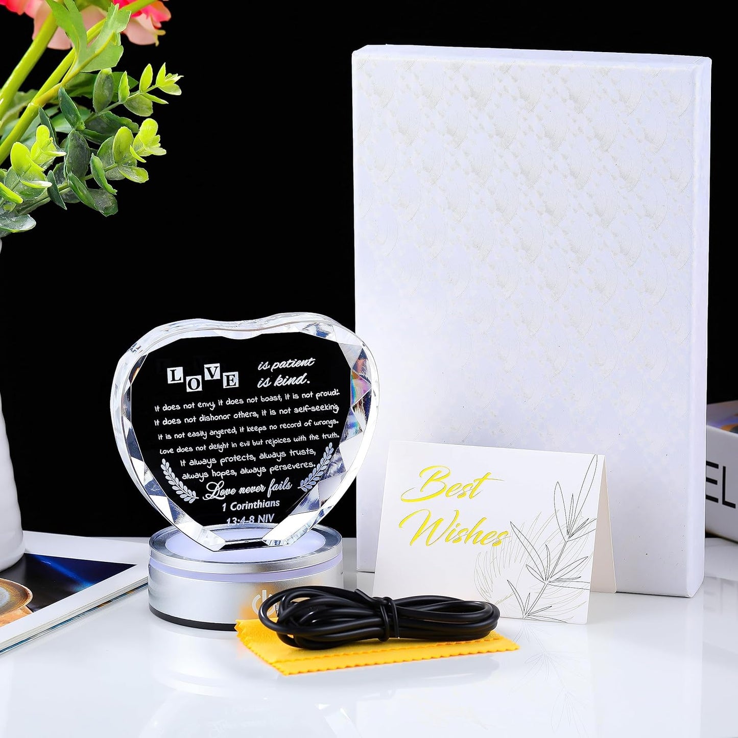 Qianwei Wedding Gifts for Couples Unique 2025 - Happy Anniversary Marriage Gift Crystal Keepsake - Engagement Gifts Bridal Shower Gifts for Bride and Groom Engagement Newlywed Mr and Mrs Gifts