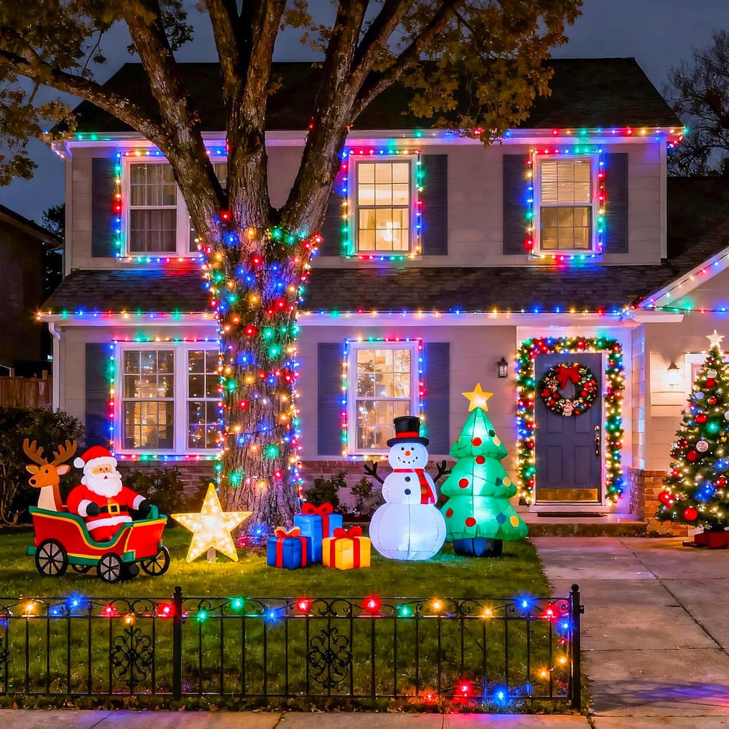 JMEXSUSS Multicolor Christmas Tree Lights Outdoor Indoor Clear Wire, 200 LED Christmas Lights 66ft Colorful String Lights Plug in for Bedroom Tree Room Party Xmas Decorations