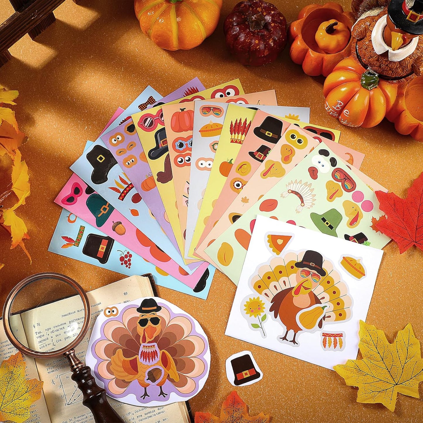 120 Sheets Thanksgiving Crafts for Kids DIY Turkey Stickers Crafts for Kids Thanksgiving Games Gifts Activities Party Favors Supplies Make a Turkey Friends Giving Decorations