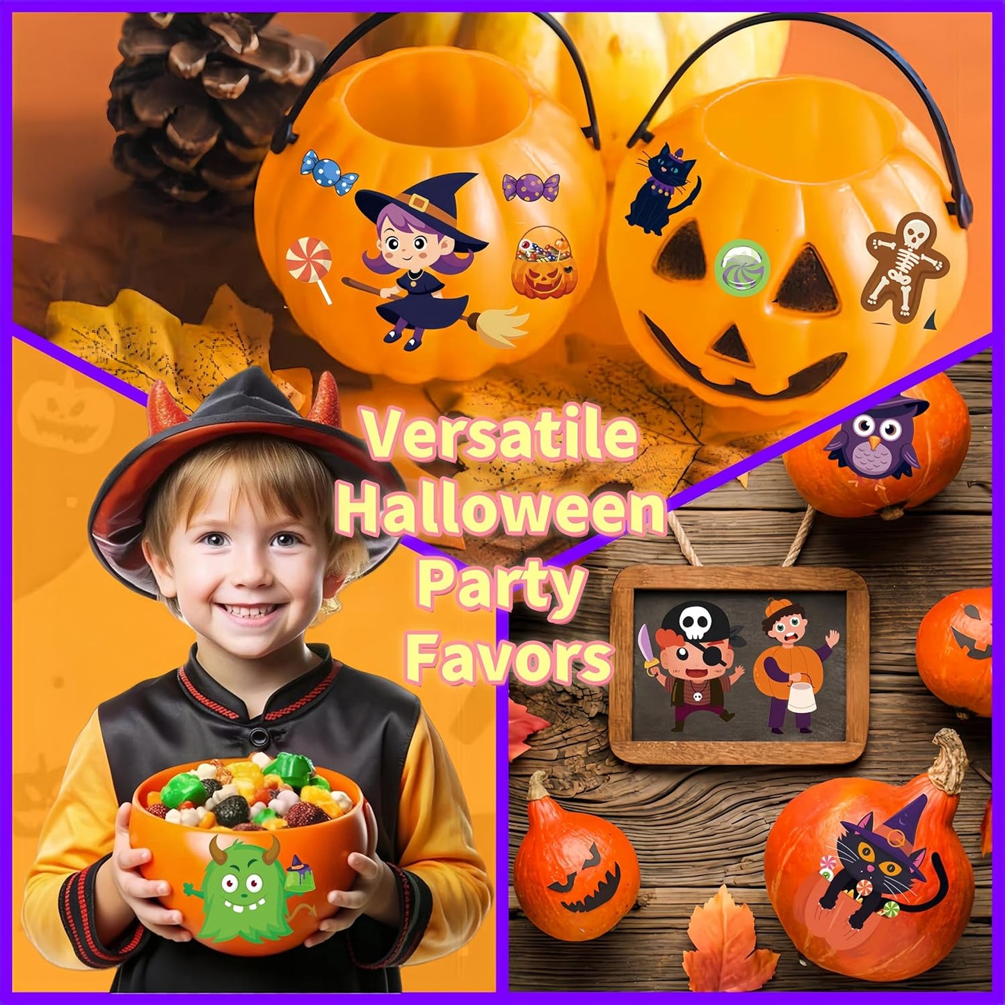 36 Sheets Large Halloween Make a Face Stickers, 5.9 * 8.3 inch Halloween Party Classroom Favors Crafts for Kids, DIY Games Stickers Bulk Trick or Treat Party Supplies Goodie Bag Stuffers