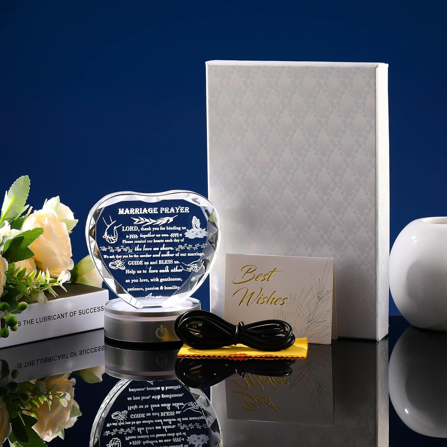 Qianwei Wedding Gifts for Couples Unique 2025 - Happy Anniversary Marriage Gift Crystal Keepsake - Engagement Gifts Bridal Shower Gifts for Bride and Groom Engagement Newlywed Mr and Mrs Gifts