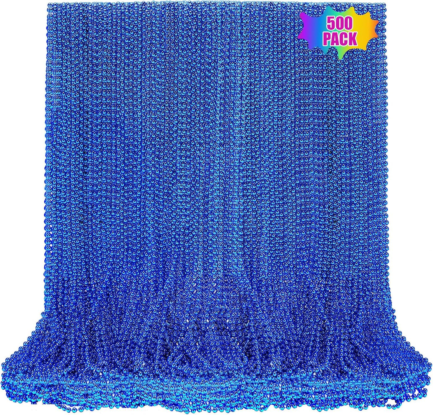 220 PCS Blue Bead Necklace, 33 Inch Mardi Gras Christmas Beads, Bulk Metallic Party Beads for Mardi Gras Parade, St Patricks Day, Wedding, Birthday, Pirate Carnival Party Favors