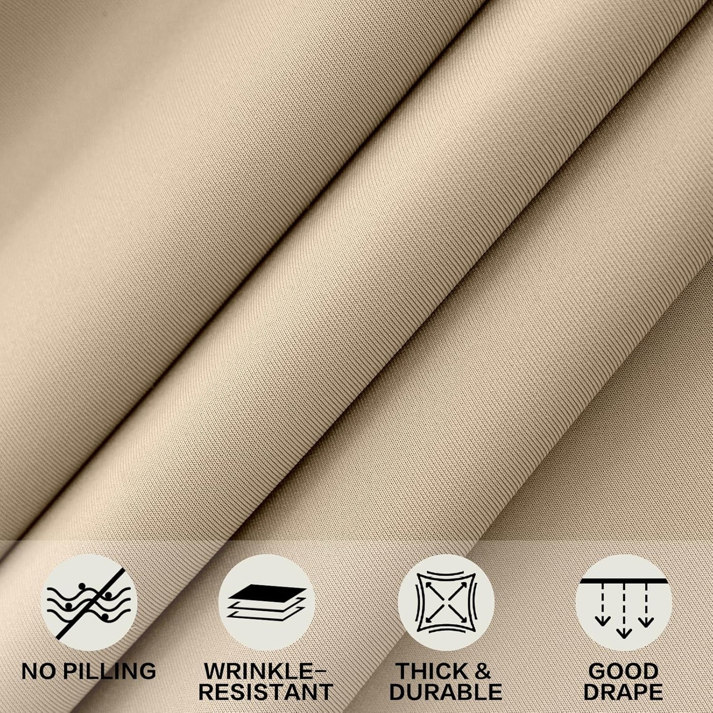 6ft Khaki Stretch Tablecloth for Rectangular Tables - Flared Wrap Design, Waterproof, Wrinkle-Resistant, Washable - Ideal for Weddings, Parties, Banquets & Table Protection