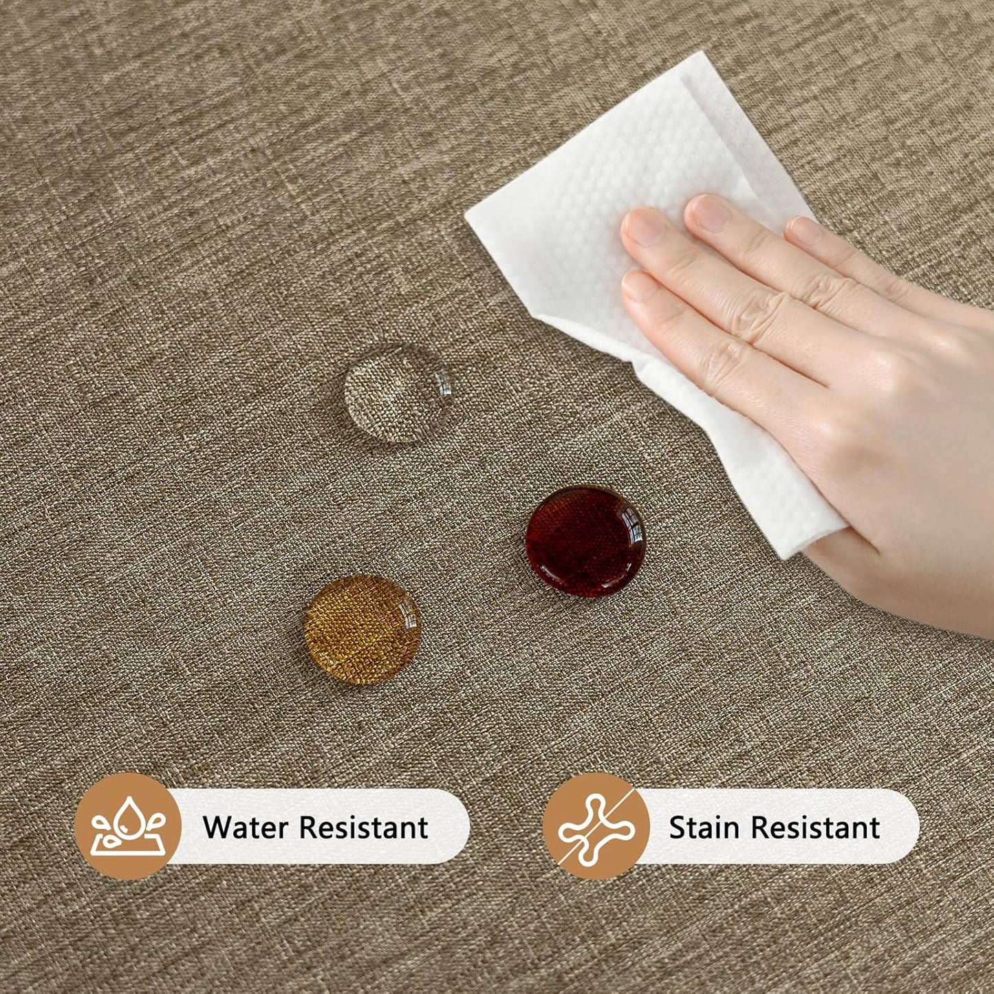 Fabric Rectangle Table Cloth, Faux Linen Textured Water Resistant & Washable Rectangular Tablecloth, Anti-Scratch for Dinning Kitchen Party,54 x 72 Inch, Mocha