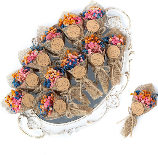 20-Piece set Mini Magnet Dried Flowers Bouquet for Wedding Favours for Guests, Baby Shower Party Favors, Bridal Shower Gifts, Baptism. (Mixed)