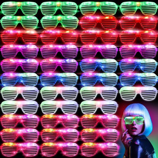 Honoson 72 Pack LED Glasses Bulk, 6 Color Light Up Glasses Neon Flashing Sunglasses for Adults Glow in the Dark Party Supplies New Year Party Favors Birthday Mardi Gras Rave Carnival