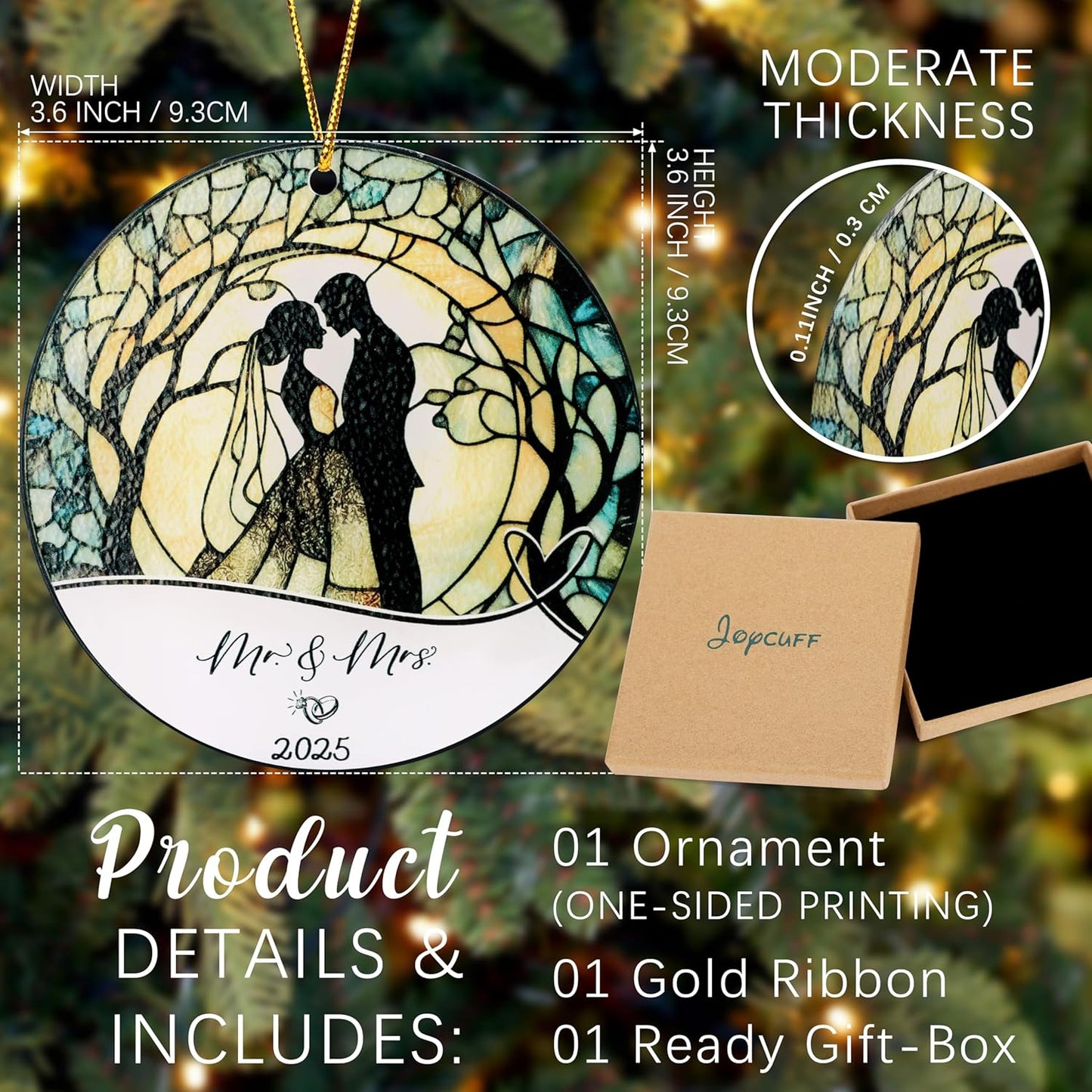 Joycuff Wedding Gifts, Mr & Mrs Ornament 2025, Bridal Shower Gifts, Just Married Gift for Newlywed Couple, Bride, Acrylic Ornament