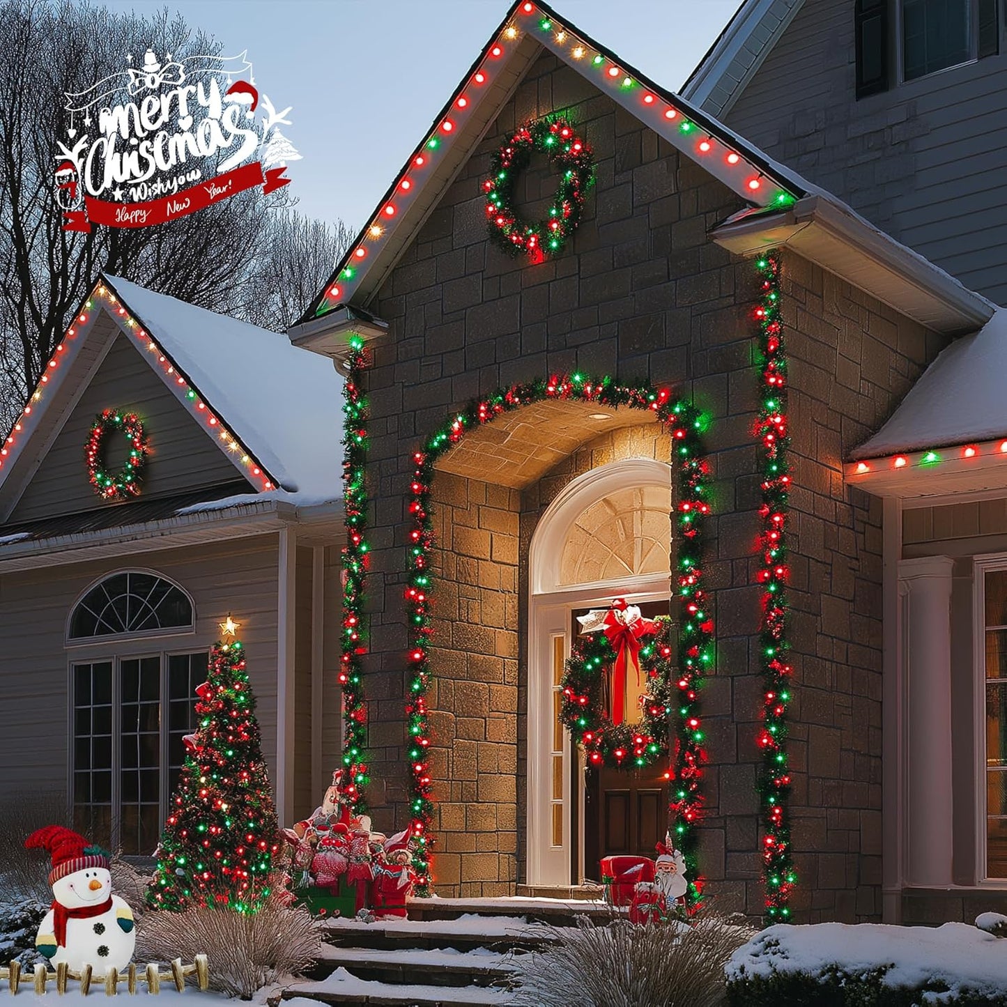 JMEXSUSS 200 LED Red and Green Halloween Lights Outdoor, 66ft Christmas String Lights Indoor Clear Wire Plug in for Bedroom Party Christmas Tree Halloween Decorations