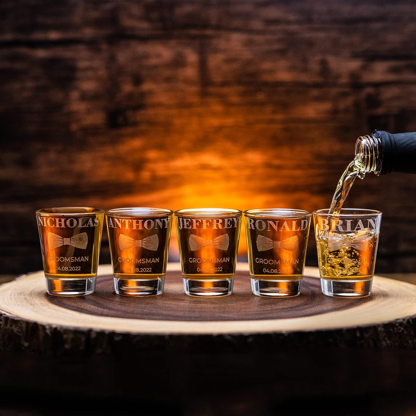 Gifts Inscribed Personalized Shot Glasses Set of 6 – Custom Engraved Groomsmen Glasses – Wedding, Bachelor Party, Drinking Gift for Men, Whiskey Vodka Tequila Shooters