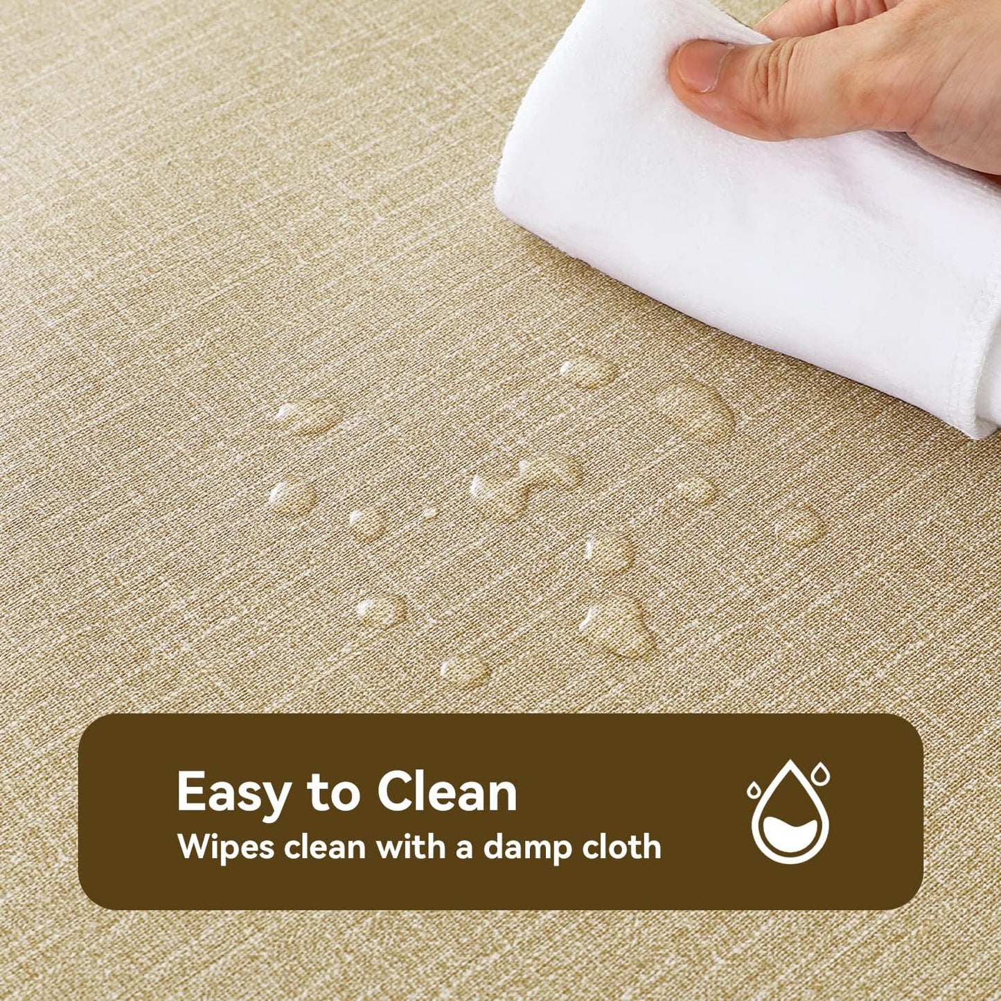 Romanstile 100% Waterproof PVC Tablecloth, Square Oil Spill Proof Stain Resistant Vinyl Table Cloth, Wipe Clean Plastic Table Covers for Kitchen/Dining/Parties - 54 x 54 Inch, Khaki