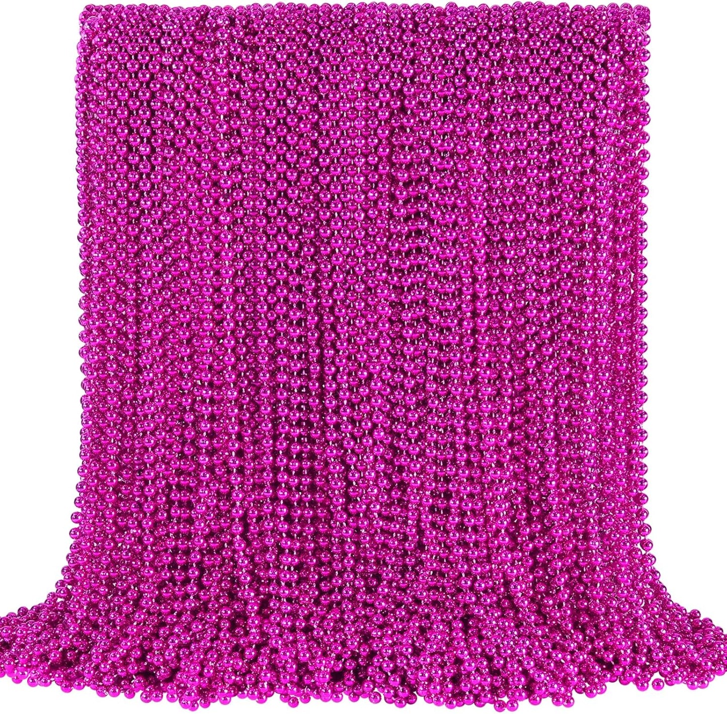 SHAOQINLIN 144 PCS Breast Cancer Awareness Necklaces, Hot Pink Bead Necklace, 33" Pink Mardi Gras Beads, Breast Cancer Awareness Accessories for Parade Supplies