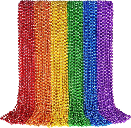 SHAOQINLIN 102 PCS Pride Beads Necklaces, Pride Accessories, Rainbow Beads Necklaces Bulk, Gay Lesbian Pride Month Parade Throws Pride Party Favors in 6 Colors