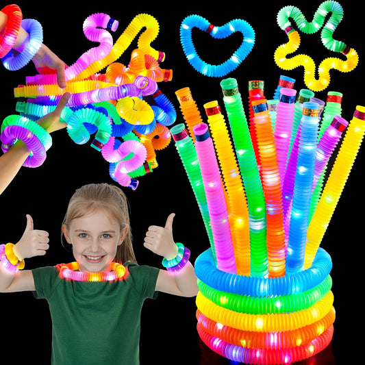 JOYIN 9 Pack Halloween Glow Sticks Party Favors for Kids, Light Up Pop Tubes Glow Necklaces Bracelets Party Supplies for Toddlers Boys Girls Birthday Gifts, Christmas, Goodie bags