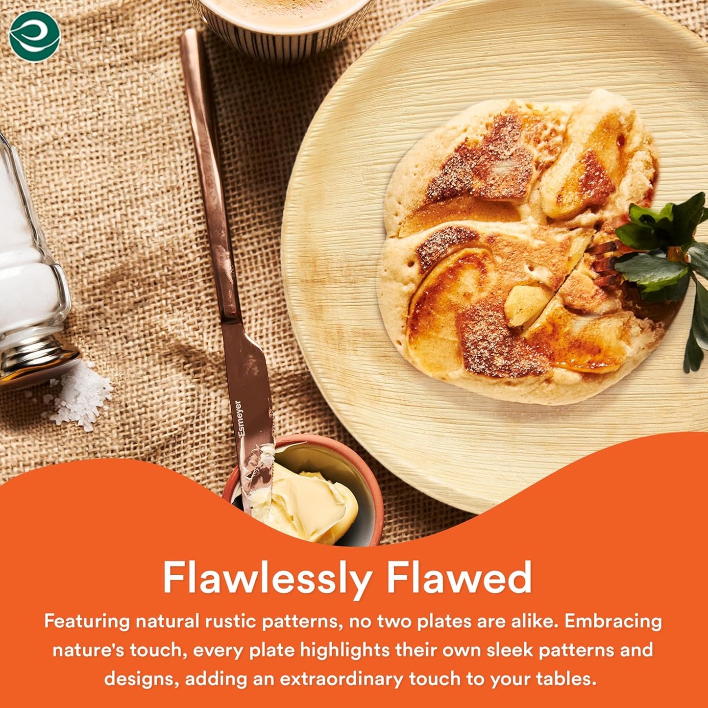 ECO SOUL Compostable 10 Inch Palm Leaf Round Plates (50 Count) Like Bamboo Plates | Biodegradable | Eco-Friendly, Microwave & Oven Safe