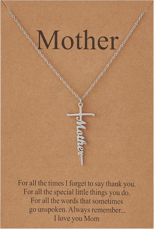Lcherry Faith Cross Pendant Necklace for Women Religious Christian Jewelry Mother's Day Gifts for Women