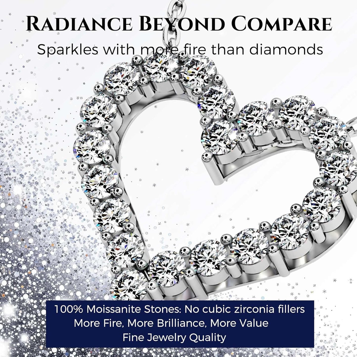 Heart Pendant Necklace for Her Moissanite Lab-Created Gem Jewelry for Women I Love You S925 Sterling Silver Gifts to Wife Girlfriend Mom Daughter Anniversary Birthday Christmas Valentines Day