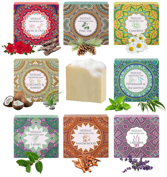 100% Natural Bar Soap w/Organic Ingredients, Vegan Soap, Moisturizing, Handmade, Scented w/Premium Essential Oils, Body Soap Bars for Women & Men