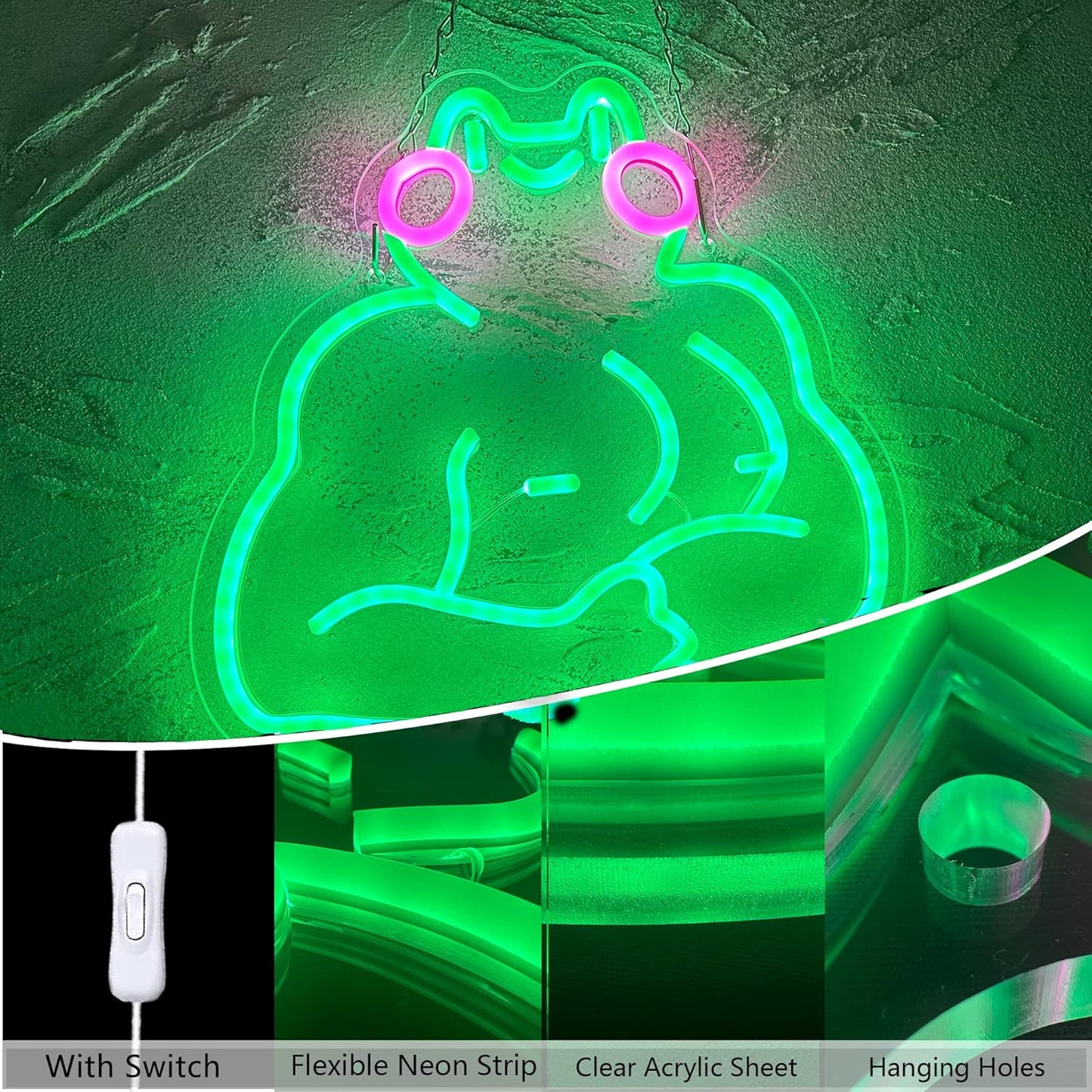 Fitness Frog Neon Sign - LED Muscle Frog Neon Light Sign 11.8x13 Inch Gym Room Wall Art USB Powered Gym Wall Decor Motivational Workout Room Home Office Art Christmas Birthday Gift