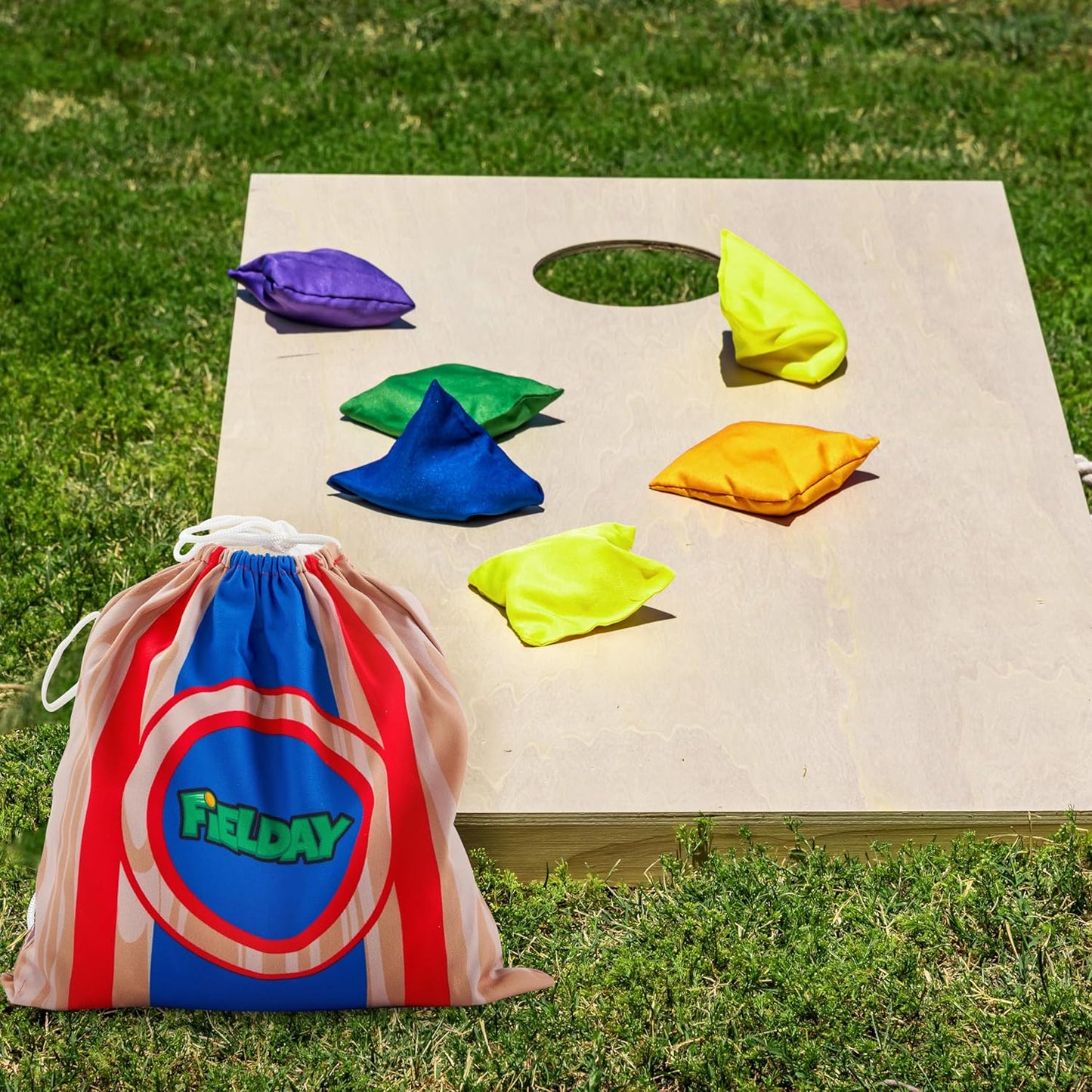 JOYIN 16 Cornhole Bean Bags for Tossing (4.7” x 4.7”), Durable Nylon All-Weather Game, Includes 15 Bean Bags and a Carry Bag, Cornhole Game Set, Party Supplies for Kids & Adults