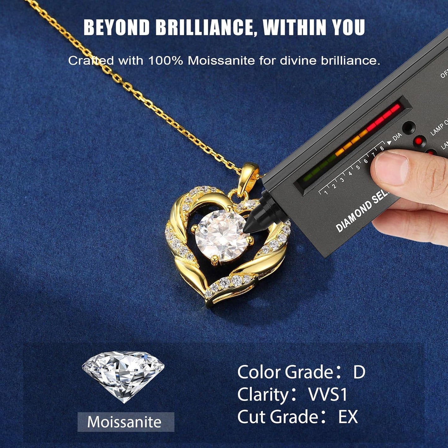 MOOSEA Christmas Gifts for Women Wife, 1-3 Carat D Color VVS1 Clarity Moissanite Heart Pendant Necklaces Anniversary Birthday Gifts for Wife Mom Daughter 925 Sterling Silver Necklace