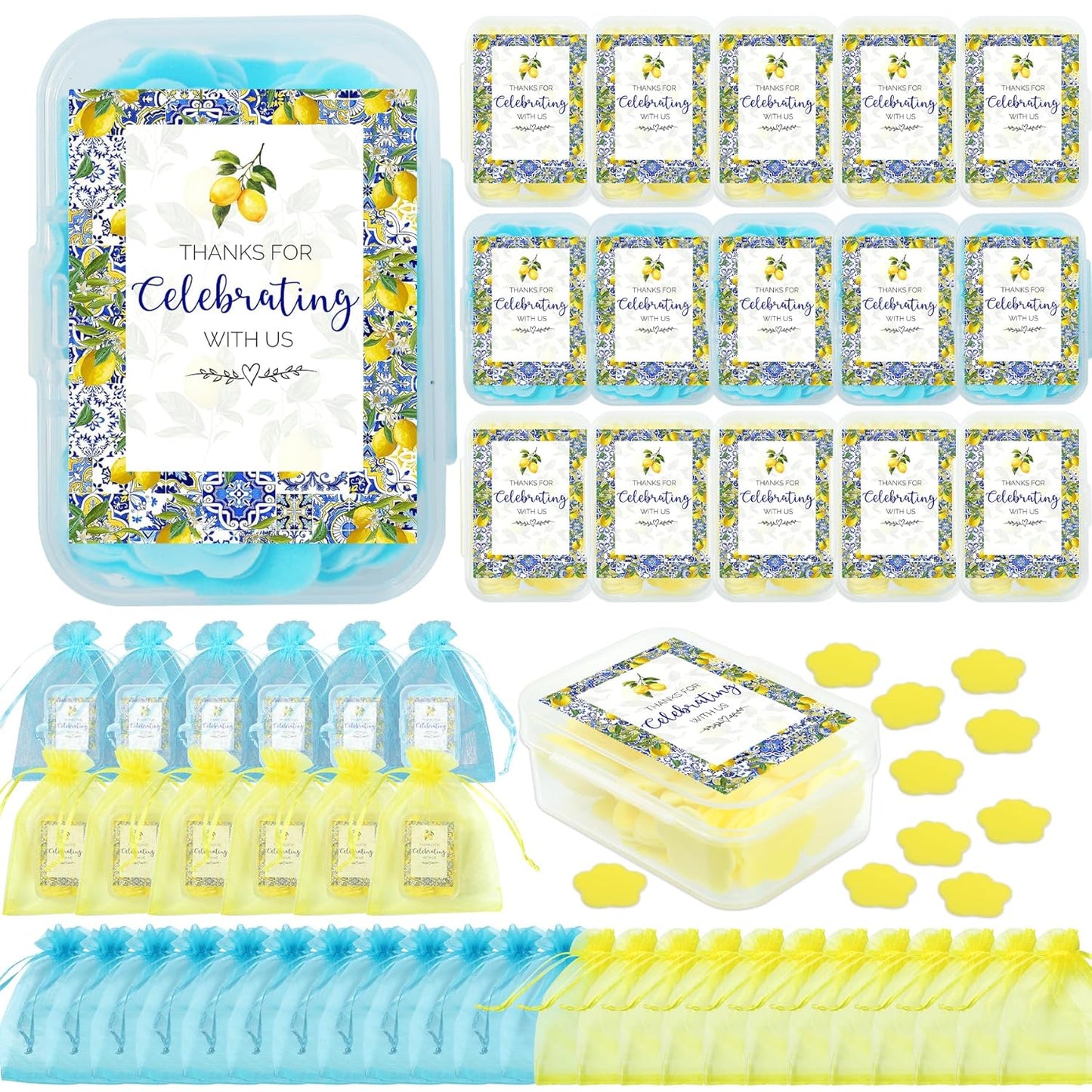 24 Pcs She Found Her Main Squeeze Bridal Shower Soap Favors - Lemon Themed Bridal Shower Favors, Yellow Blue Themd Soap Gift Set Party Supplies for Wedding Engagement Party Decorations