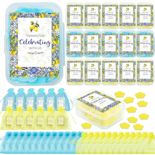 24 Pcs She Found Her Main Squeeze Bridal Shower Soap Favors - Lemon Themed Bridal Shower Favors, Yellow Blue Themd Soap Gift Set Party Supplies for Wedding Engagement Party Decorations
