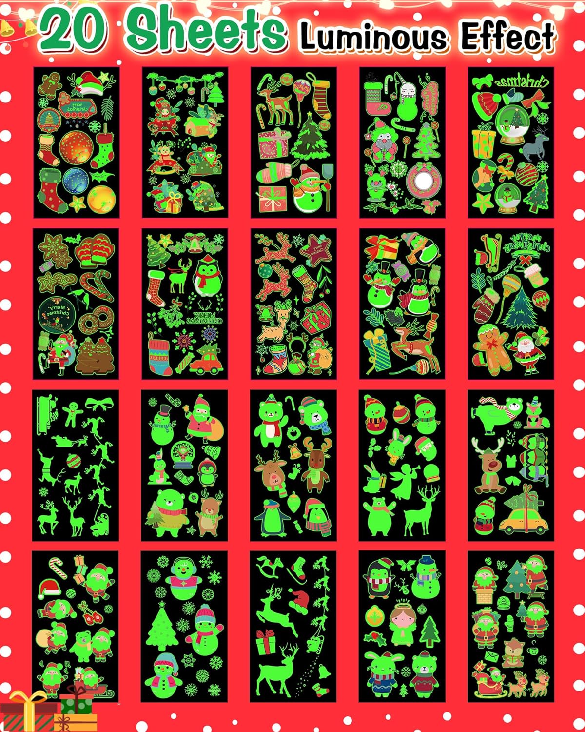 260 Styles Luminous Christmas Tattoos Party Favors for Kids, Christmas Goodie Bag Stocking Stuffers Temporary Tattoos, Christmas Classroom Gifts Treats Party Games Supplies for Kids Boys Girls