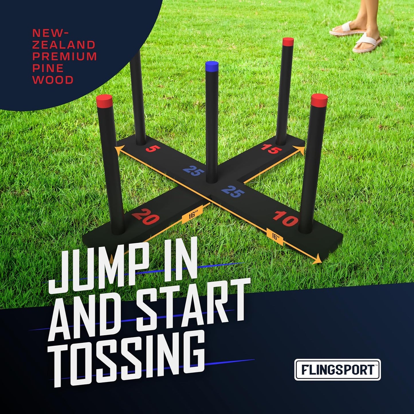 Ring Toss Game, Incl. 6 Double Beaded Rings, Carry Case, Outdoor Games for Kids Adults & Family, Backyard Party Activities, for Teens, Boys & Girls Ages 8-12+ Years Old