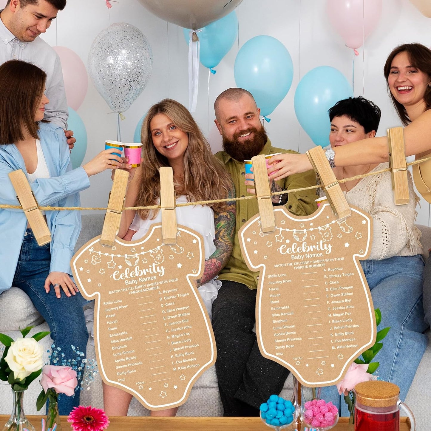 Celebrity Baby Names Baby Shower Game, Set of 30 Cards, Adults, Unisex