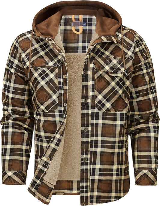 Mr.Stream Men's Outdoor Casual Vintage Long Sleeve Plaid Flannel Button Down Shirt Jacket