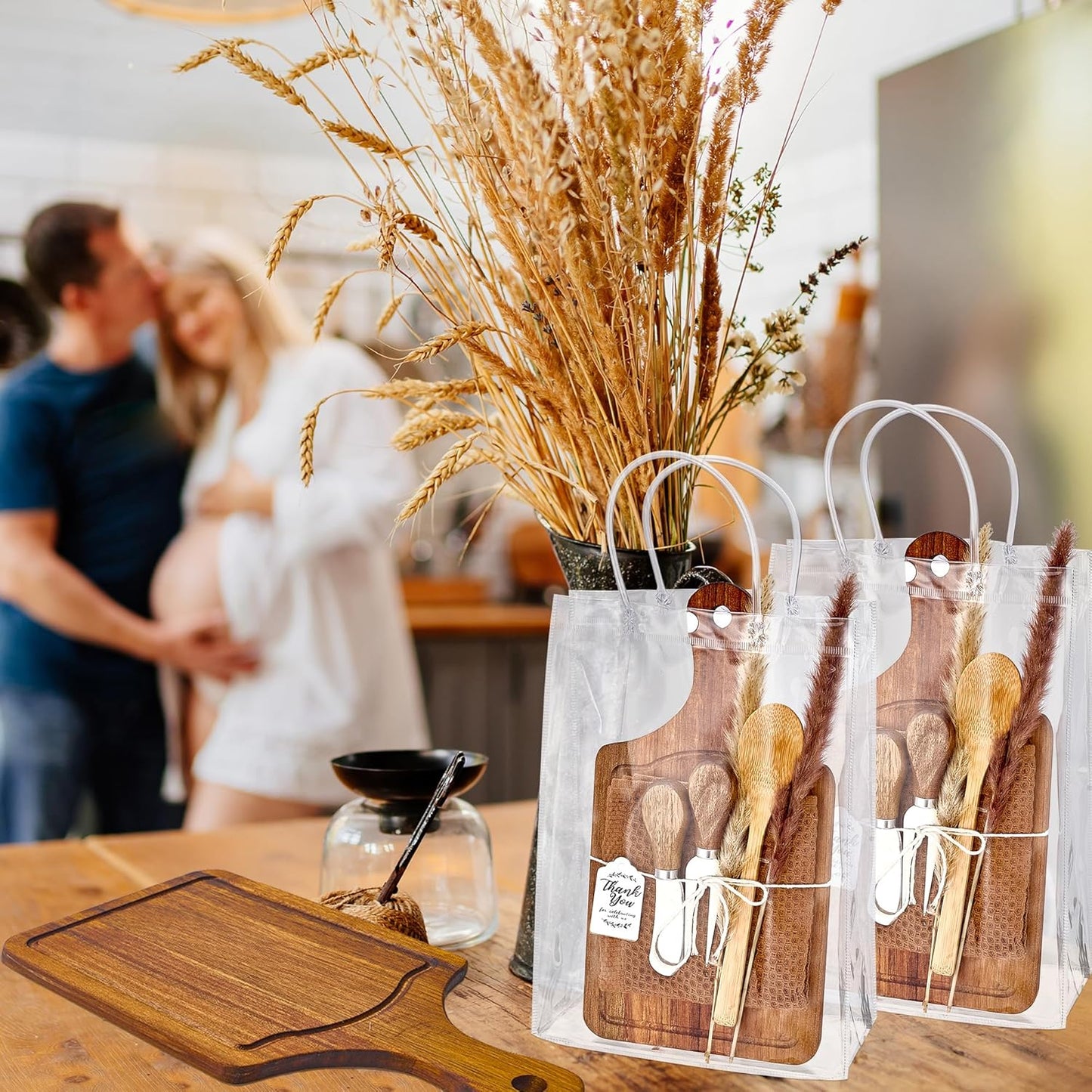 Baby Shower Prizes for Game Winners Baby Shower Games Prizes 6 Sets Square Acacia Wood Cheese Board Towel Thank You Card and Gift Bags Wedding Bridal Shower Favors for Guests