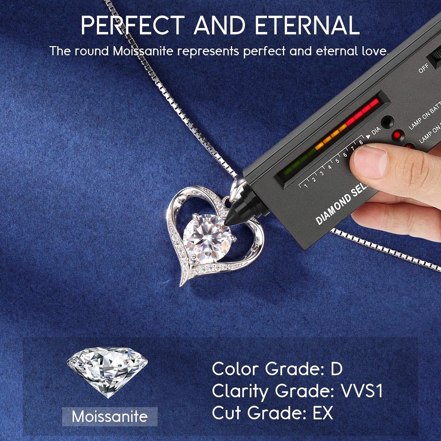 MOOSEA Christmas Gifts for Women Wife, 1-3ct D Color VVS1 925 Sterling Silver Anniversary Birthday Gifts for Women Wife Girlfriend Jewelry Moissanite Necklace