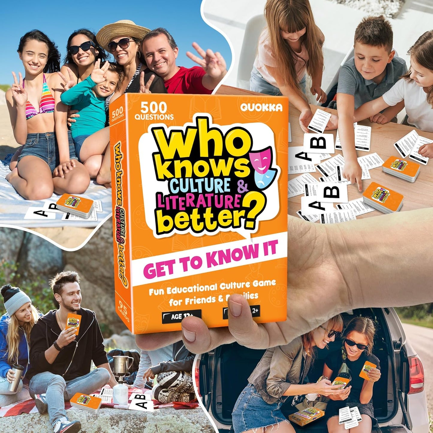 Board Games for Kids 8-12 and Family - Educational Card Game for Kids Age 12+ - Who Knows Culture and Literature Better? - 500+ Questions - Trivia for Family Game Night and Travel Fun