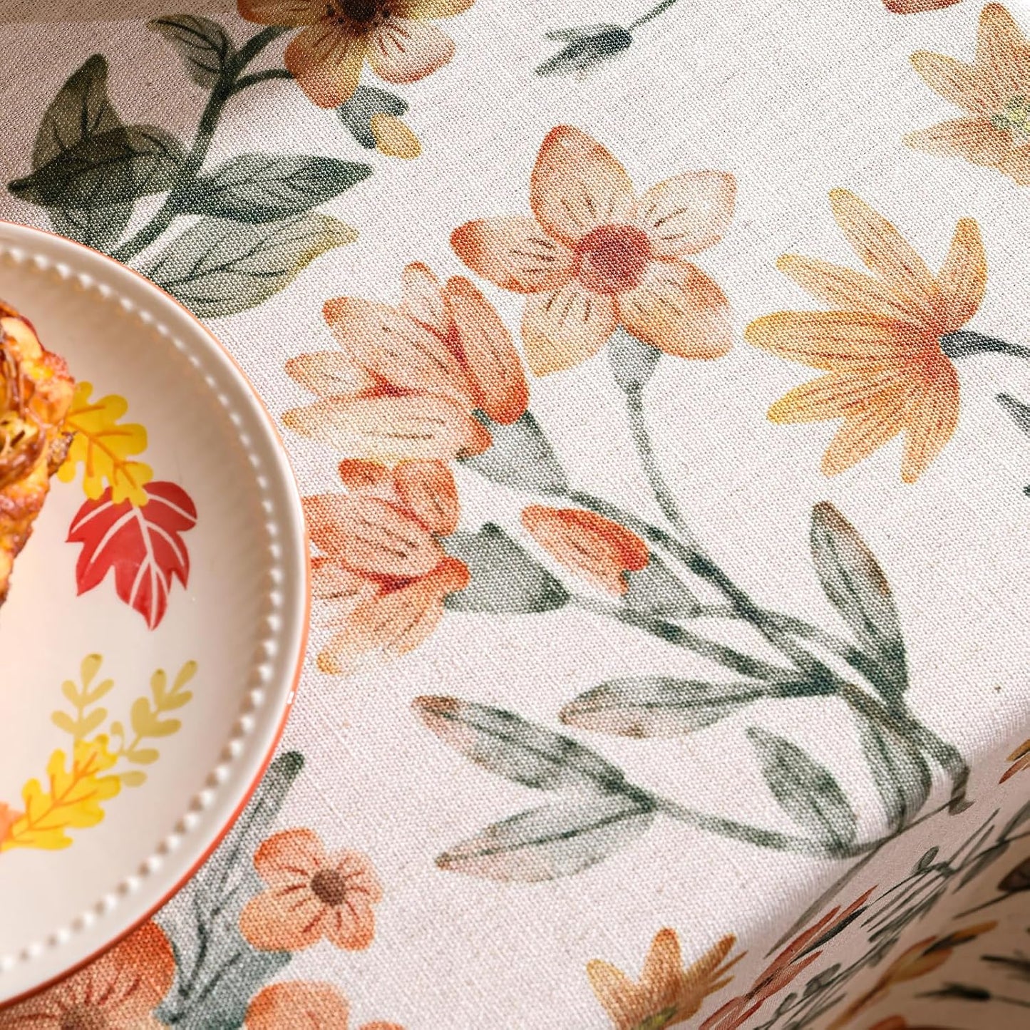 Designer Vintage Linen Small Rectangle Tablecloth,William Morris Block Print Soft and Durable Table Cloth,Decor Table Cover for Kitchen,Dining,Thanksgiving,Christmas,55"*71"-Athea