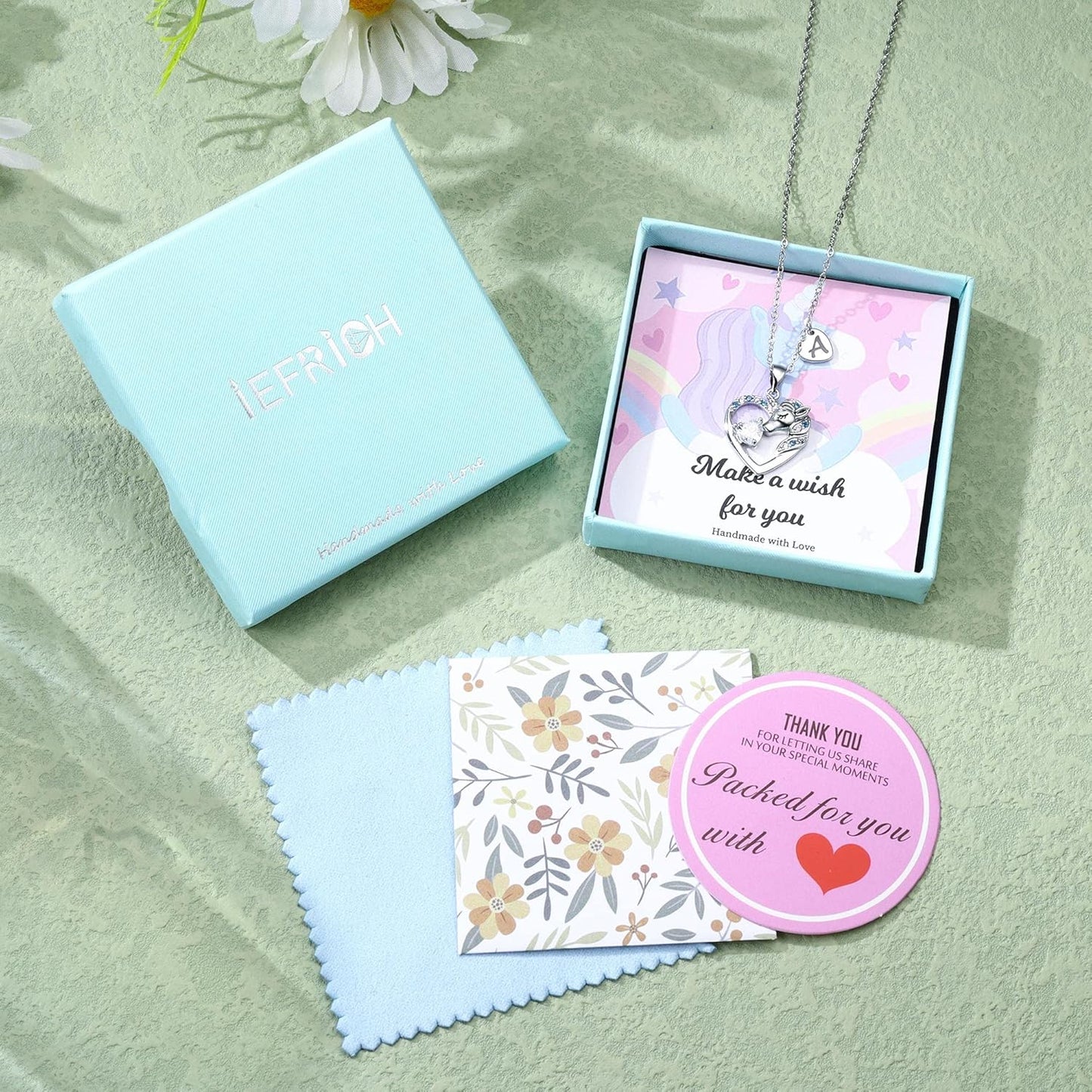 Christmas Gifts for Grandkids Kids - Colorful CZ Heart Initial Unicorn Necklace for Girls Jewelry Unicorn Birthday Gifts for Girls Stocking Stuffers for Kids