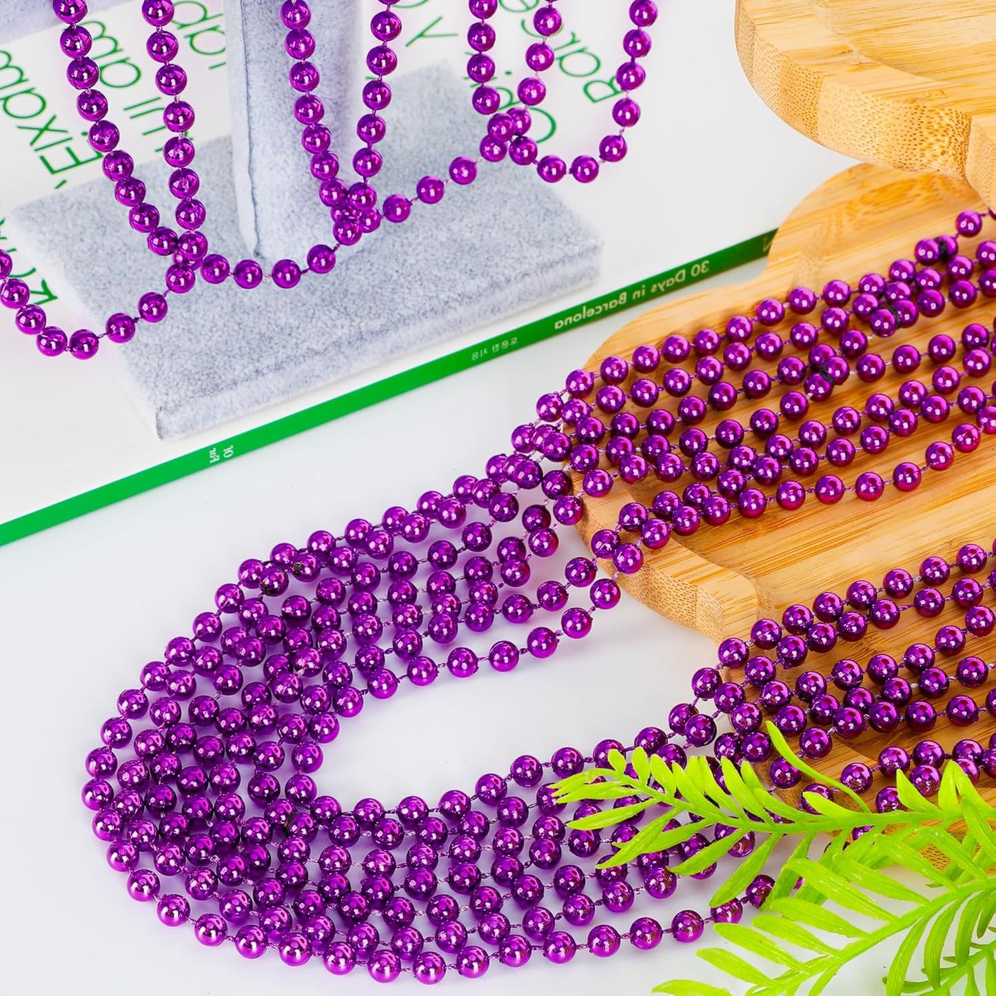 200 Pack Mardi Gras Beads, 33" Purple Bead Necklace, Mardi Gras Costume Accessories Bulk, Parade Throws for Carnival Pirate Christmas Wedding Birthday Baby Shower Party Supplies Favors Decor
