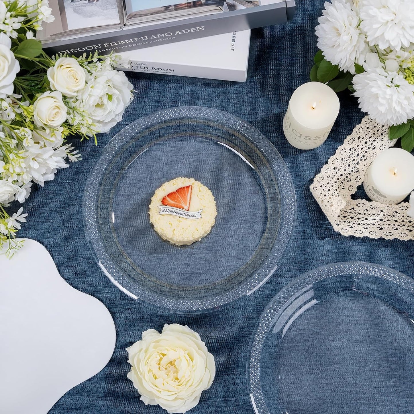 WELLIFE Clear Party Plates 10 Inch -150 Count for Party, Disposable Plastic Dinner Plates for Birthday Wedding Engagement Easter