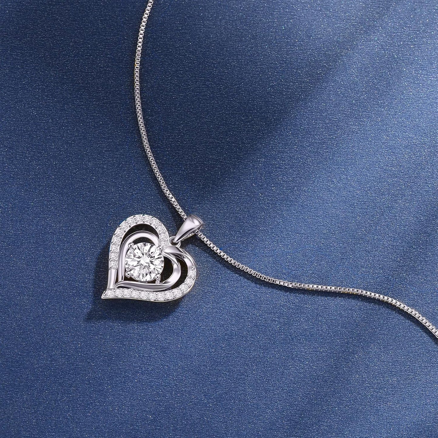 Moissanite Heart Necklace for Women Birthday Gifts for Wife S925 Sterling Silver Jewelry for Christmas Anniversary Valentine Birthday Gift for Her Girlfriend Mom