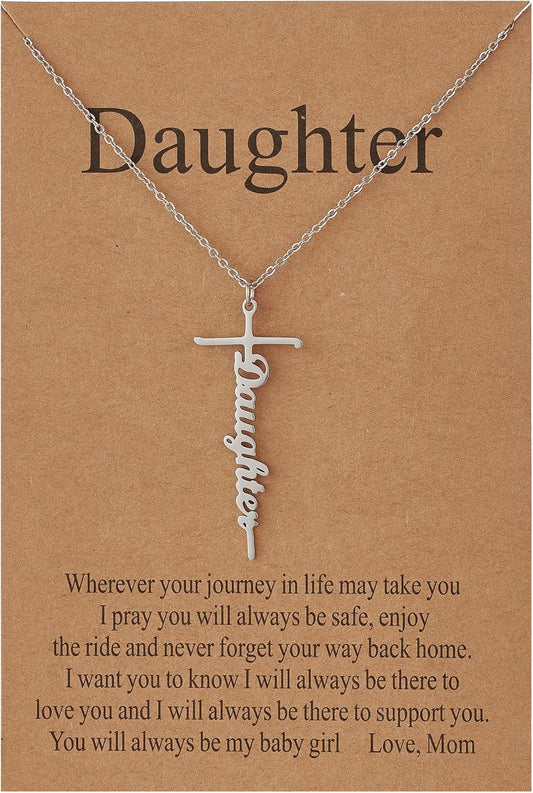 Lcherry Faith Cross Pendant Necklace for Women Religious Christian Jewelry Mother's Day Gifts for Women