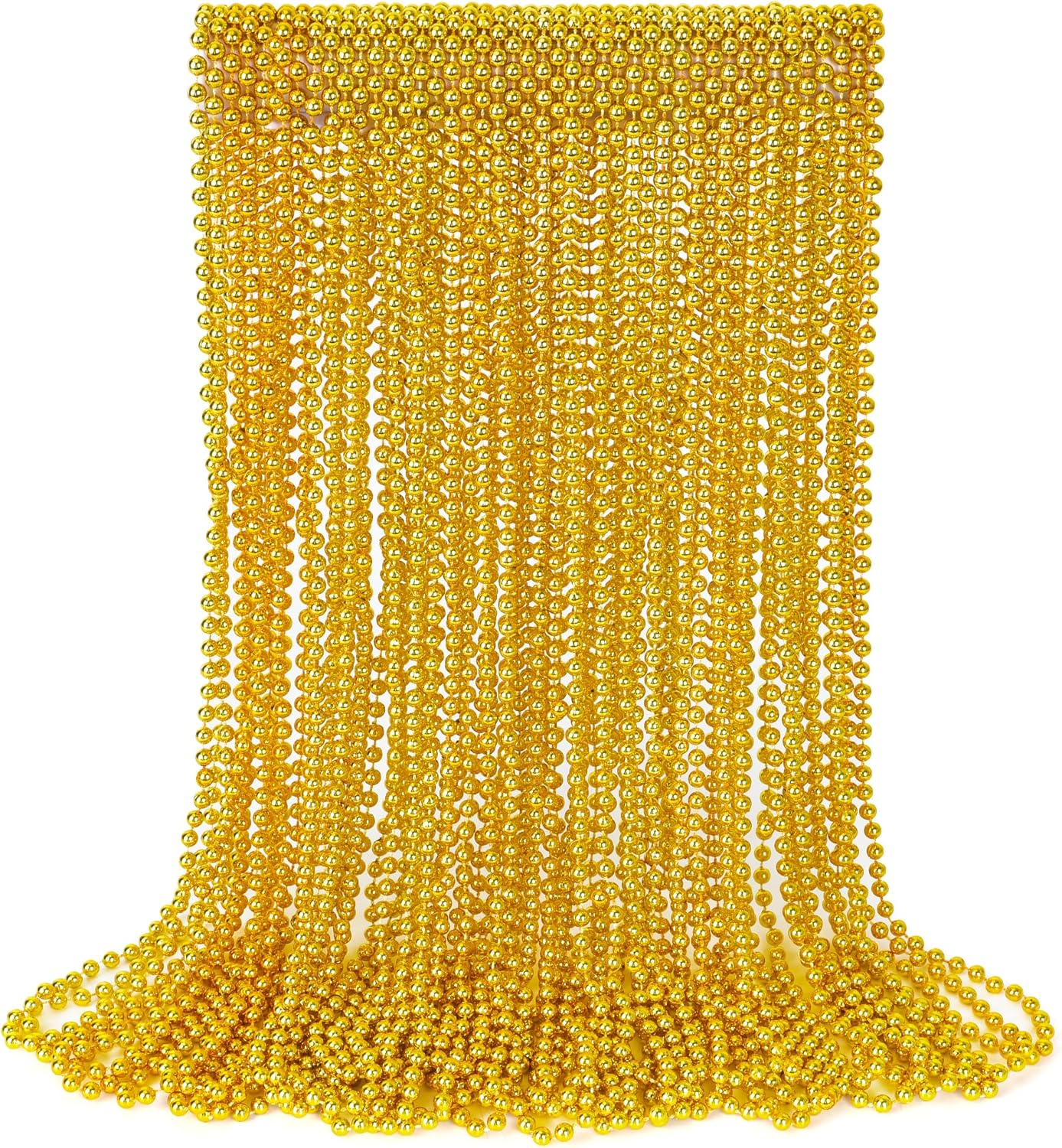 30PCS Mardi Gras Beads, Gold Bead Necklaces Decorations Stuff, 33" St Patricks Day Mardi Gras Necklace Party Favors, Festival Parade Throw Wedding Birthday Pirate Party School Activity Supplies Decor