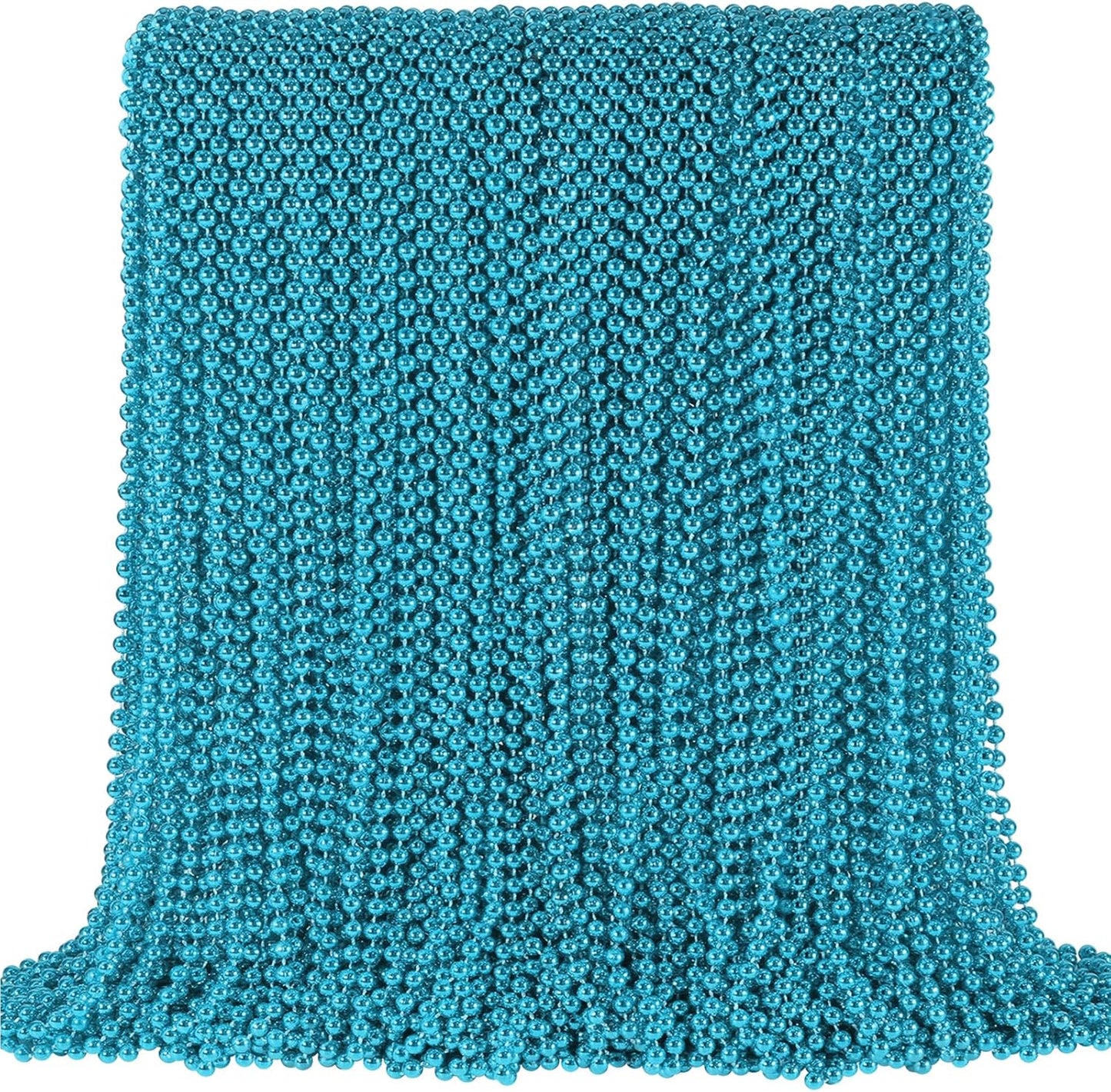 SHAOQINLIN 144 PCS Teal Bead Necklaces, Teal Mardi Gras Beads Necklaces Turquoise Party Beads Necklace Bulk Oval Beaded Necklaces for Mardi Gras, Christmas, School Spirit Day Party Favors